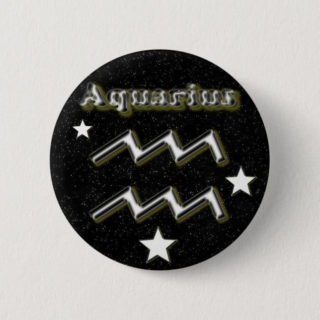 Badge Rond 5 Cm Symbole de Verseau (Devant)