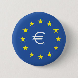 Badge Rond 5 Cm Symbole d'EURO d'UE flag.with