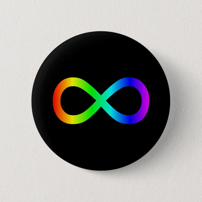 Badge Rond 5 Cm Symbole d'infini arc-en-ciel (Devant)