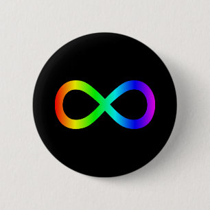 Badge Rond 5 Cm Symbole d'infini arc-en-ciel