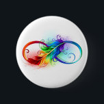 Badge Rond 5 Cm Symbole d'infini avec plume arc-en-ciel<br><div class="desc">Symbole artistique à l'infini avec belle plume arc-en-ciel sur arrière - plan blanc. Style tatouage.</div>