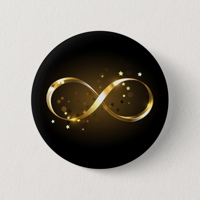 Badge Rond 5 Cm Symbole d'infini doré (Devant)