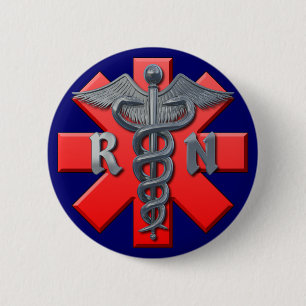 Badge Rond 5 Cm Symbole d'infirmier autorisé