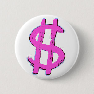 Badge Rond 5 Cm Symbole dollar rose