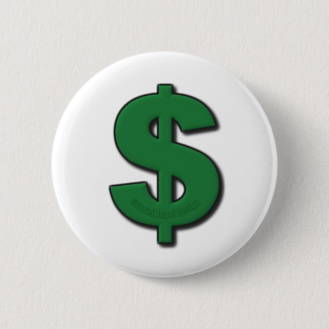 Badge Rond 5 Cm Symbole Dollar Vert (Devant)