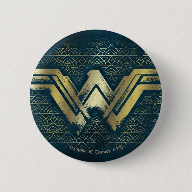 Badge Rond 5 Cm Symbole d'or brossé Wonder Woman (Devant)