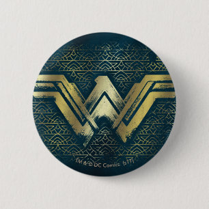 Badge Rond 5 Cm Symbole d'or brossé Wonder Woman