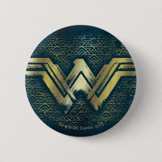 Badge Rond 5 Cm Symbole d'or brossé Wonder Woman