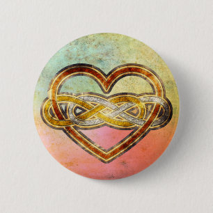 Badge Rond 5 Cm Symbole double infini Coeur BiColor