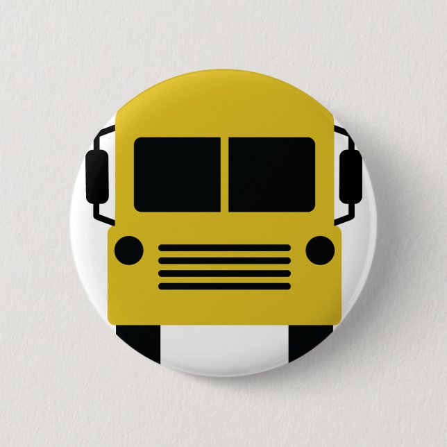 Badge Rond 5 Cm symbole du bus scolaire jaune (Devant)