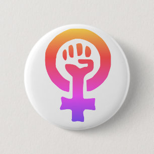 Badge Rond 5 Cm Symbole du féminisme rouge