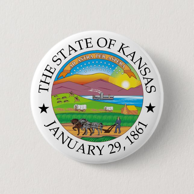 Badge Rond 5 Cm Symbole du Kansas (Devant)