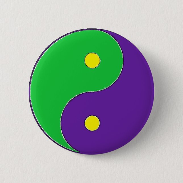 BADGE ROND 5 CM SYMBOLE DU MARDI GRAS YIN YANG (Devant)