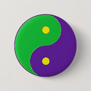 BADGE ROND 5 CM SYMBOLE DU MARDI GRAS YIN YANG
