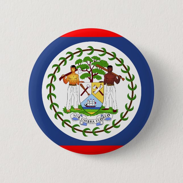 Badge Rond 5 Cm Symbole du pays du pavillon du Belize (Devant)