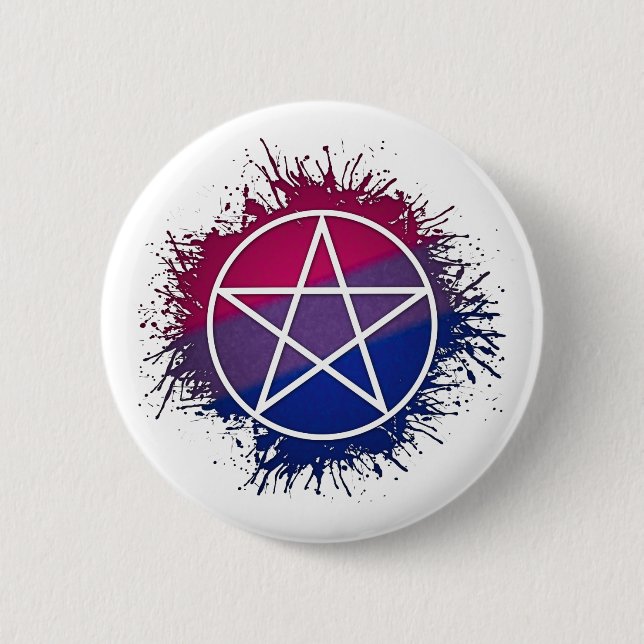 Badge Rond 5 Cm Symbole du pentacle de la fierté bisexuelle de pei (Devant)