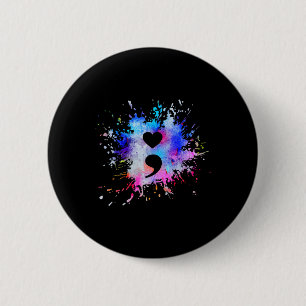 Badge Rond 5 Cm Symbole du sémicolon du coeur graphique
