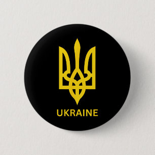 Badge Rond 5 Cm Symbole du trident de l'armée ukrainienne au milie
