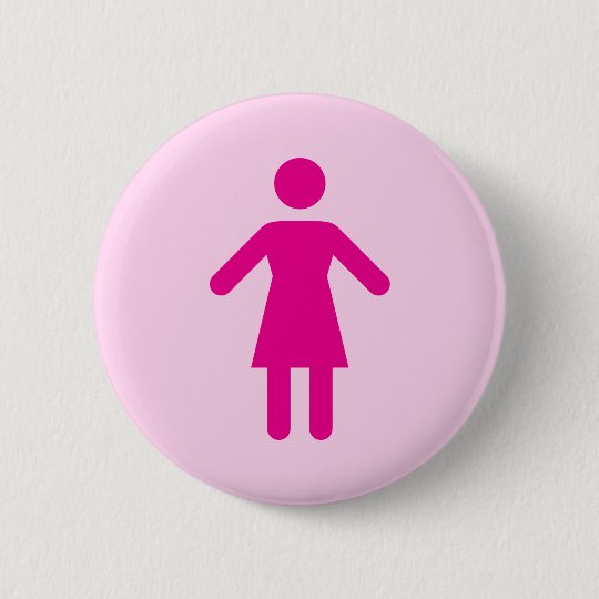 Badge Rond 5 Cm Symbole Femelle Femme Rose Sur Un Bouton Rose Zazzle Fr