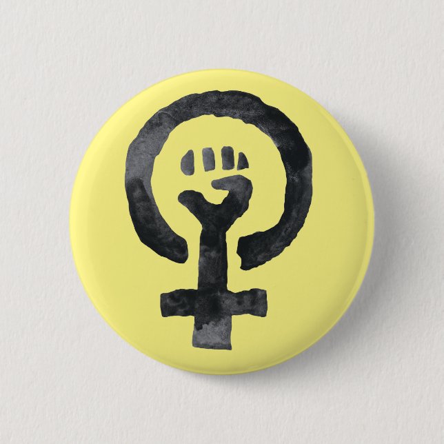 Badge Rond 5 Cm Symbole féministe de poing (Devant)