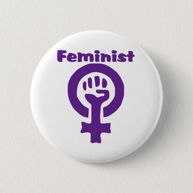 Badge Rond 5 Cm Symbole féministe en violet (Devant)