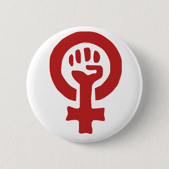 Badge Rond 5 Cm Symbole féministe rouge (Devant)