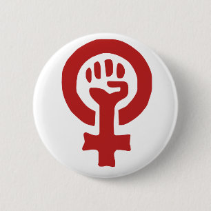 Badge Rond 5 Cm Symbole féministe rouge