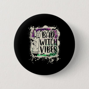 Badge Rond 5 Cm Symbole Halloween Bad Witch Vibes de paix main Hal