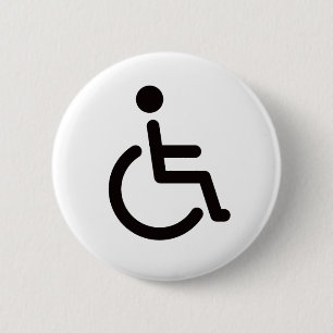 Badge Rond 5 Cm Symbole handicapé ou signe blanc et noir