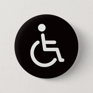 Badge Rond 5 Cm Symbole handicapé ou signe noir et blanc