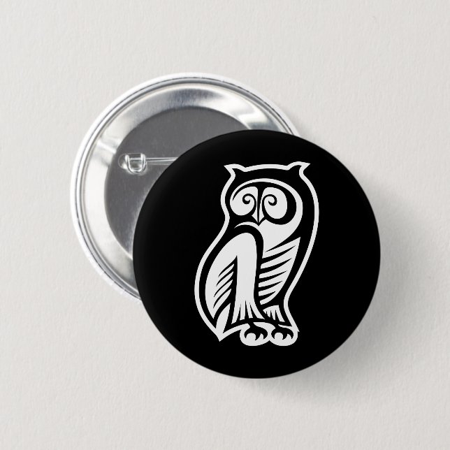 Badge Rond 5 Cm Symbole hibou blanc (Devant & derrière)