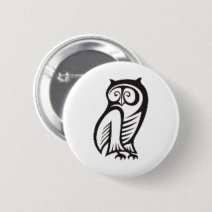 Badge Rond 5 Cm Symbole hibou noir