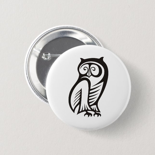 Badge Rond 5 Cm Symbole hibou noir (Devant & derrière)