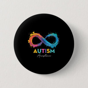 Badge Rond 5 Cm Symbole infini au lieu du rouge pour l'autisme Acc