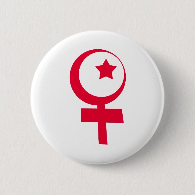 Badge Rond 5 Cm Symbole islamique du féminisme (Devant)