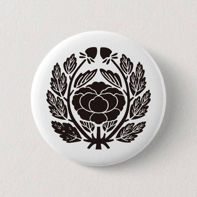 Badge Rond 5 Cm Symbole japonais de la crête KAMON de famille (Devant)