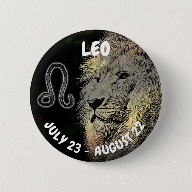 Badge Rond 5 Cm SYMBOLE LEO Horoscope (Devant)