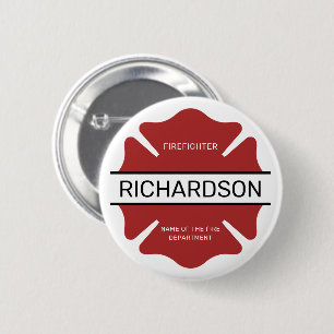 Badge Rond 5 Cm Symbole logo rouge du pompier personnalisé
