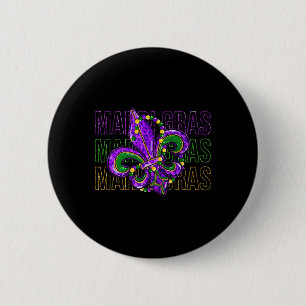 Badge Rond 5 Cm Symbole Mardi Gras Fleur De Lis Carnaval Louisiane