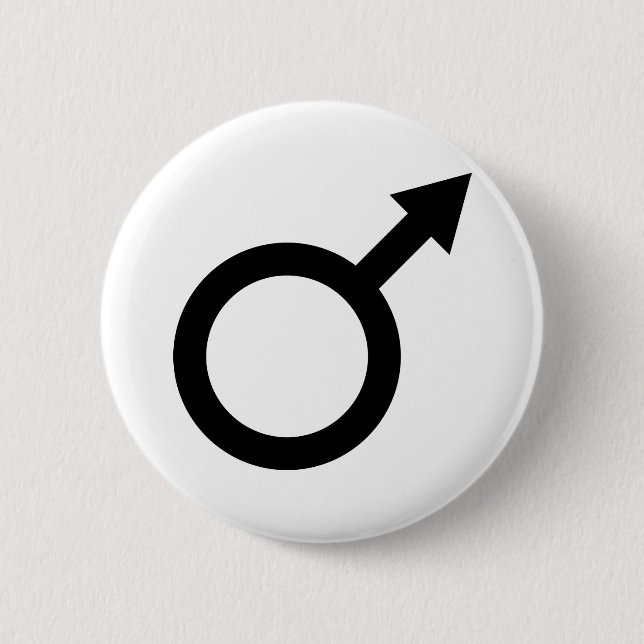 Badge Rond 5 Cm symbole masculin noir (Devant)