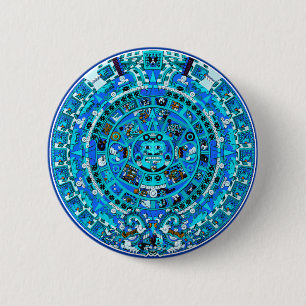 Badge Rond 5 Cm Symbole Maya Maya Aztec de fin de journée ~
