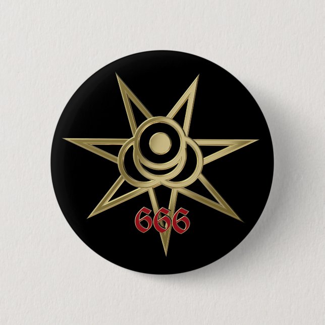 Badge Rond 5 Cm Symbole occulte septagram (Devant)