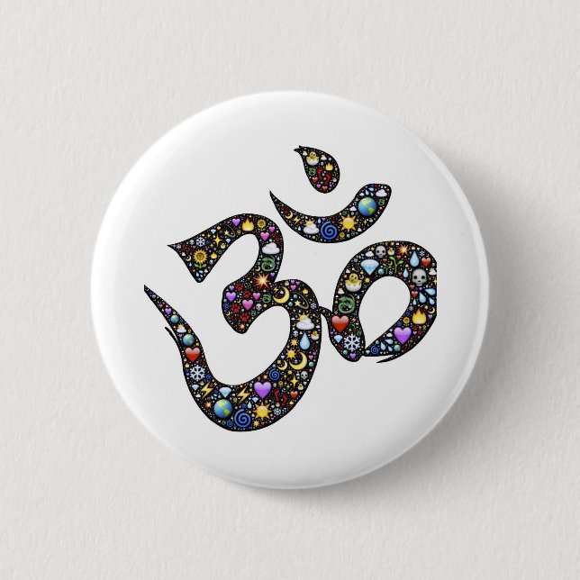 Badge Rond 5 Cm Symbole Om (Devant)