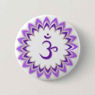 Badge Rond 5 Cm Symbole Om / Couronne Chakra