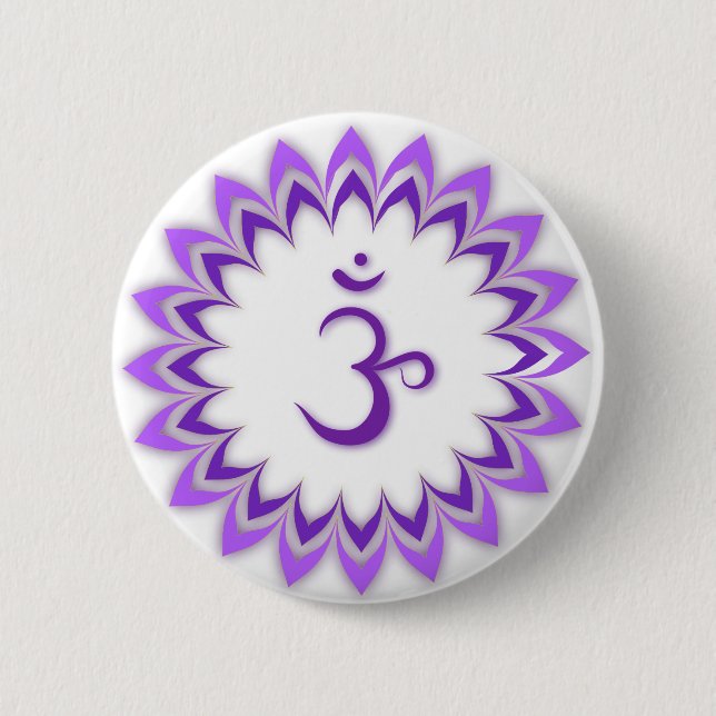 Badge Rond 5 Cm Symbole Om / Couronne Chakra (Devant)