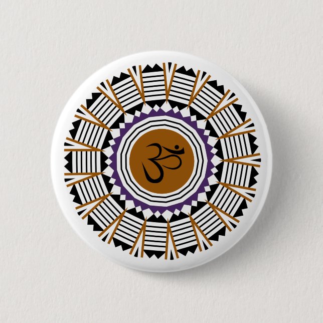 Badge Rond 5 Cm Symbole Om de Yoga de Mandala spirituel Conception (Devant)