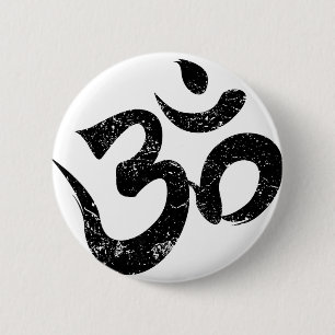 Badge Rond 5 Cm Symbole Om Méditation Spirituel Indien Yoga en dét