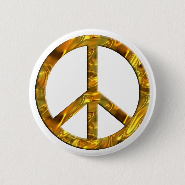 Badge Rond 5 Cm Symbole PAIX - OR (Devant)