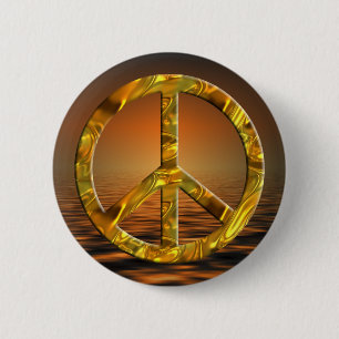 Badge Rond 5 Cm Symbole PAIX - OR