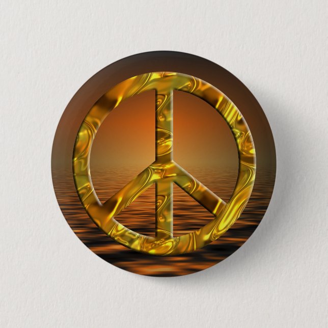Badge Rond 5 Cm Symbole PAIX - OR (Devant)